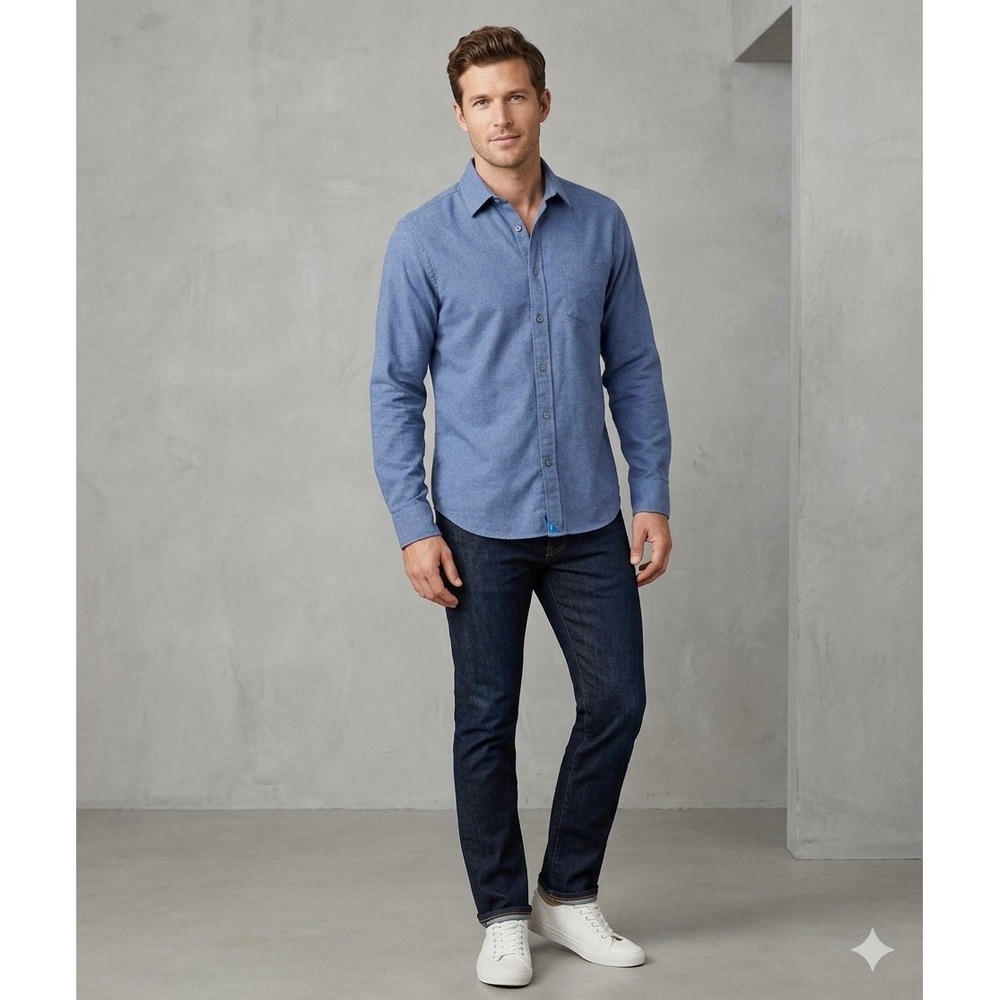 UNTUCKit Sherwood Blue Flannel Button Down Shirt Mens Large Casual Regular Fit